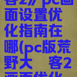 《荒野大镖客2》pc画面设置优化指南在哪(pc版荒野大镖客2画面优化指南)