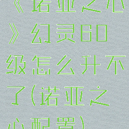 《诺亚之心》幻灵60级怎么升不了(诺亚之心配置)