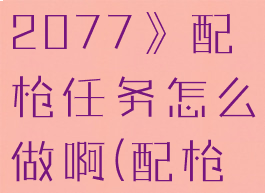 《赛博朋克2077》配枪任务怎么做啊(配枪赛博朋克)