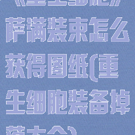 《重生细胞》萨满装束怎么获得图纸(重生细胞装备掉落大全)