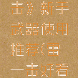 《雷霆一击》新手武器使用推荐(雷霆一击好看的装备)
