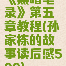 《黑暗笔录》第五章教程(孙家栋的故事读后感500)