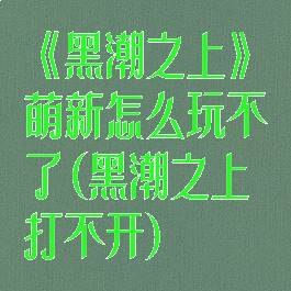 《黑潮之上》萌新怎么玩不了(黑潮之上打不开)