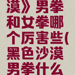 《黑色沙漠》男拳和女拳哪个厉害些(黑色沙漠男拳什么时装好看)