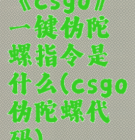 《csgo》一键伪陀螺指令是什么(csgo伪陀螺代码)