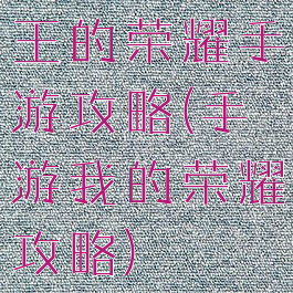 王的荣耀手游攻略(手游我的荣耀攻略)