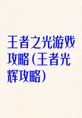 王者之光游戏攻略(王者光辉攻略)