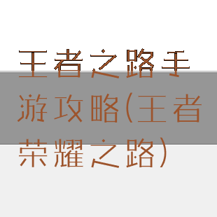 王者之路手游攻略(王者荣耀之路)