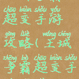 王者争霸超变手游攻略(王城争霸超变手游辅助)