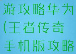王者传奇手游攻略华为(王者传奇手机版攻略)