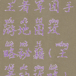 王者军团手游地图攻略秘籍(王者的攻略)