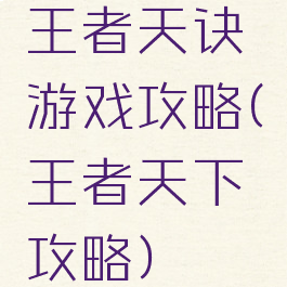 王者天诀游戏攻略(王者天下攻略)
