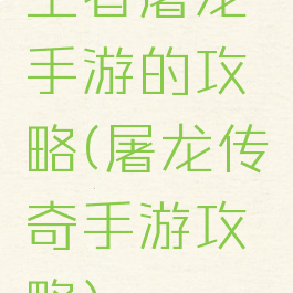 王者屠龙手游的攻略(屠龙传奇手游攻略)
