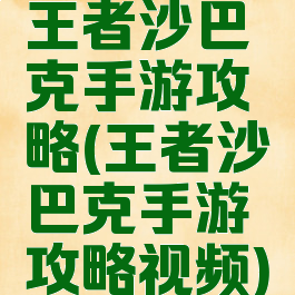 王者沙巴克手游攻略(王者沙巴克手游攻略视频)