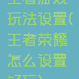 王者游戏玩法设置(王者荣耀怎么设置好玩)