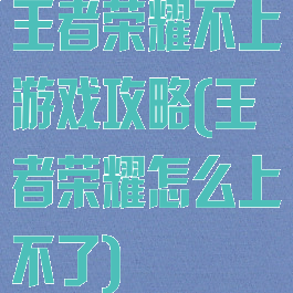 王者荣耀不上游戏攻略(王者荣耀怎么上不了)