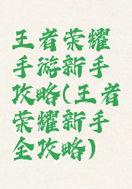 王者荣耀手游新手攻略(王者荣耀新手全攻略)