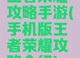 王者荣耀攻略手游(手机版王者荣耀攻略介绍)