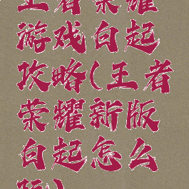 王者荣耀游戏白起攻略(王者荣耀新版白起怎么玩)