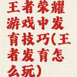 王者荣耀游戏中发育技巧(王者发育怎么玩)
