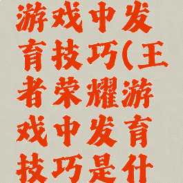 王者荣耀游戏中发育技巧(王者荣耀游戏中发育技巧是什么)