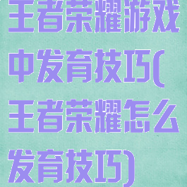 王者荣耀游戏中发育技巧(王者荣耀怎么发育技巧)