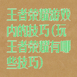 王者荣耀游戏内的技巧(玩王者荣耀有哪些技巧)