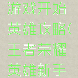 王者荣耀游戏开始英雄攻略(王者荣耀英雄新手攻略)