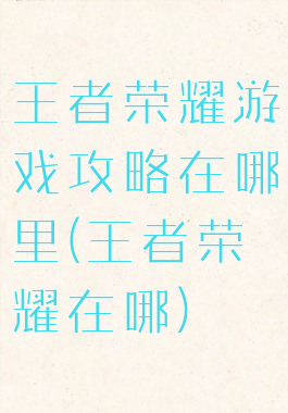 王者荣耀游戏攻略在哪里(王者荣耀在哪)