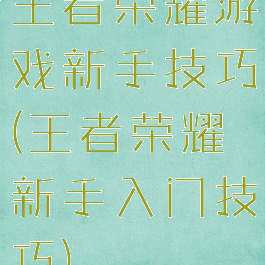王者荣耀游戏新手技巧(王者荣耀新手入门技巧)