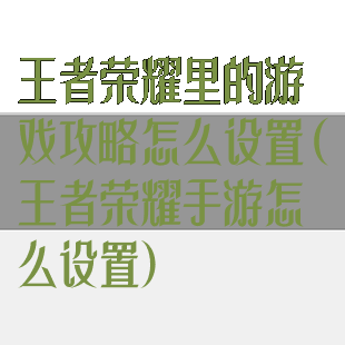 王者荣耀里的游戏攻略怎么设置(王者荣耀手游怎么设置)