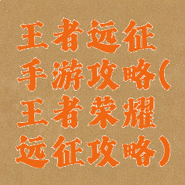 王者远征手游攻略(王者荣耀远征攻略)