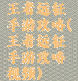 王者远征手游攻略(王者远征手游攻略视频)