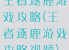 王者逐鹿游戏攻略(王者逐鹿游戏攻略视频)