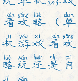玩单机游戏看攻略(单机游戏看攻略玩还是自己玩)