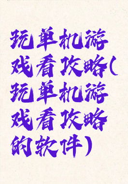 玩单机游戏看攻略(玩单机游戏看攻略的软件)