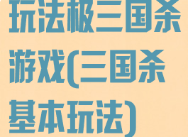 玩法极三国杀游戏(三国杀基本玩法)