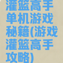 灌篮高手单机游戏秘籍(游戏灌篮高手攻略)