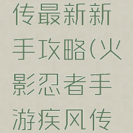 火影忍者手游疾风传最新新手攻略(火影忍者手游疾风传最新新手攻略图)