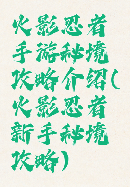 火影忍者手游秘境攻略介绍(火影忍者新手秘境攻略)