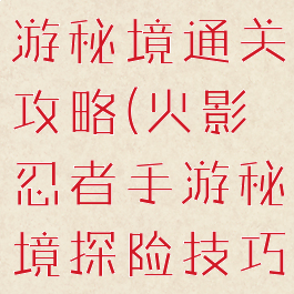 火影忍者手游秘境通关攻略(火影忍者手游秘境探险技巧)