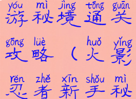 火影忍者手游秘境通关攻略(火影忍者新手秘境攻略)