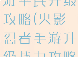 火影忍者手游平民升级攻略(火影忍者手游升级战力攻略)