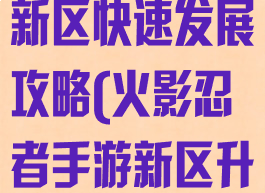 火影忍者手游新区快速发展攻略(火影忍者手游新区升级攻略)