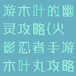 火影忍者手游木叶的幽灵攻略(火影忍者手游木叶丸攻略)