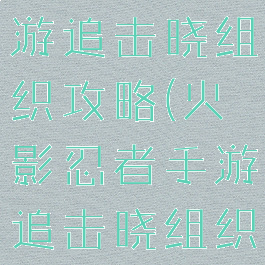 火影忍者手游追击晓组织攻略(火影忍者手游追击晓组织攻略图)