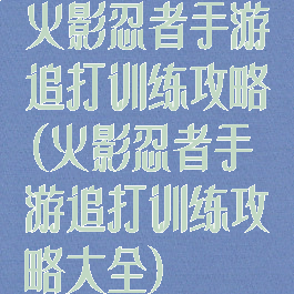 火影忍者手游追打训练攻略(火影忍者手游追打训练攻略大全)