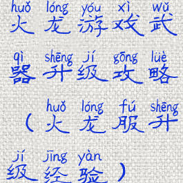 火龙游戏武器升级攻略(火龙服升级经验)