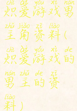 炽爱游戏男主角资料(炽爱游戏的男主的资料)