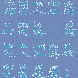 烟花人生游戏攻略(烟花人生游戏攻略视频)